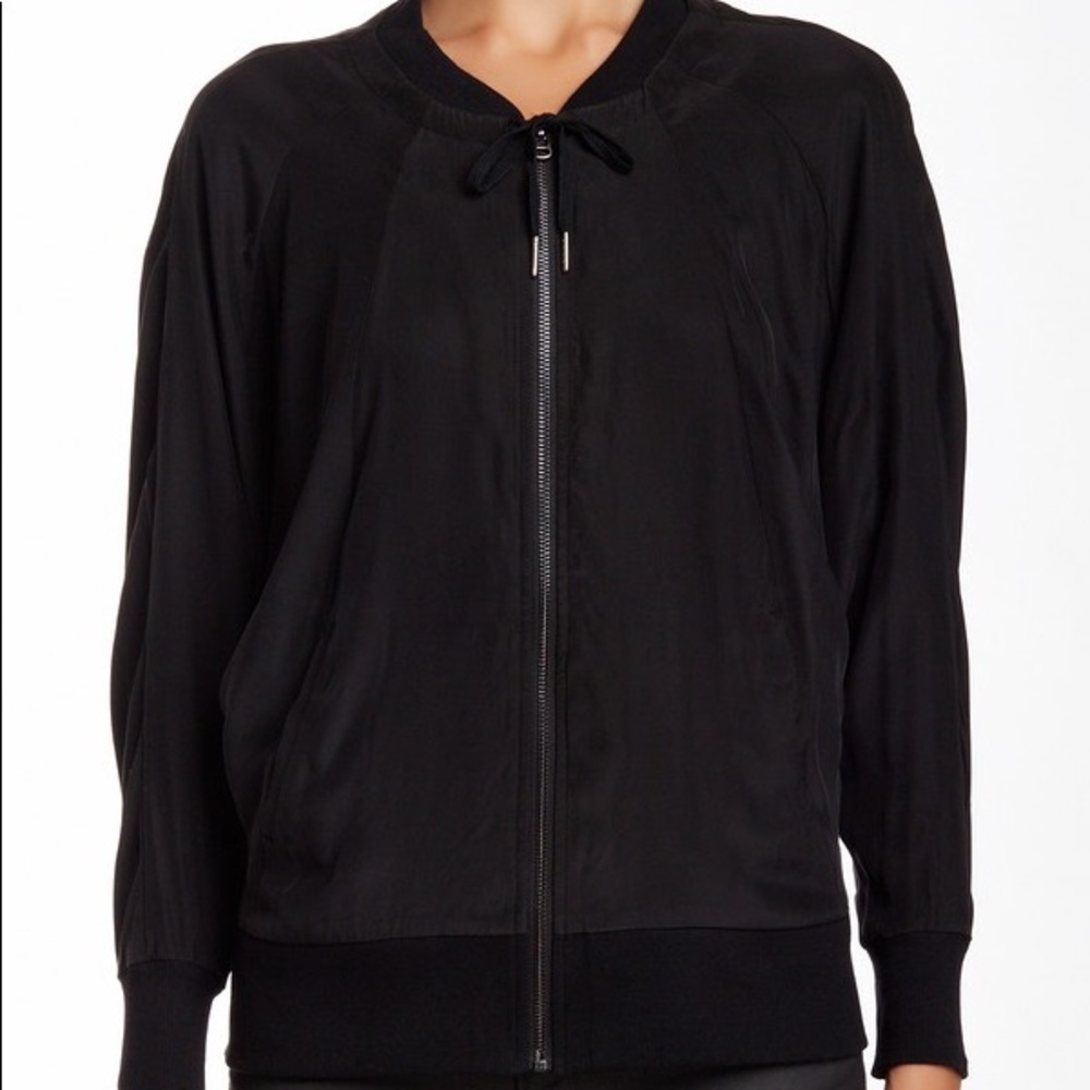 David Lerner Silk Batwing Bomber Jacket